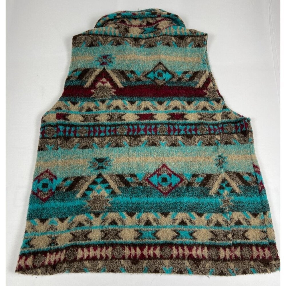 Bear Ridge Outfitters Mens L Blue Aztec Southwest Fleece Vest Made in USA - Picture 2 of 6